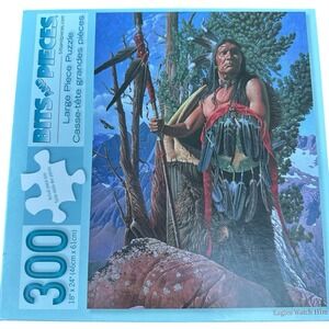 BITS and‎ PIECES Puzzle 300 large piece Native American Eagles Watch Him 18 x 24